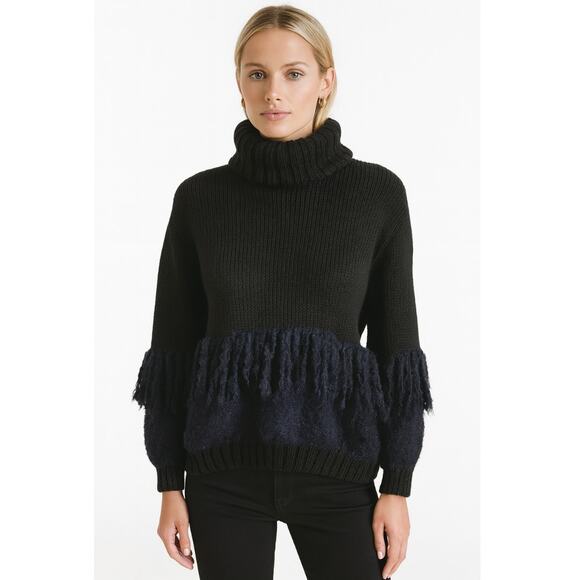 Rodebjer Iroco Fringe Alpaca Sweater Small Black Blue - Picture 1 of 5
